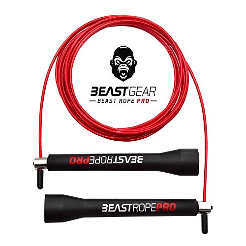 Beast Gear - Beast Rope Pro Profi Springseil - Speed Rope für Fitness, Ausdauer & Abnehmen. Ideal für Crossfit, Boxen, MMA, HIIT, Intervalltraining & Double Unders
