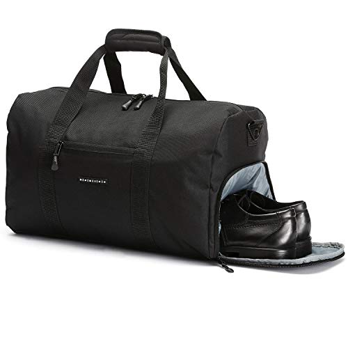 ronin's Stilvolle Sporttasche Reisetasche mit Schuhfach und Trinkflaschen-Halter | Update Version 2019 | Nachtschwarz