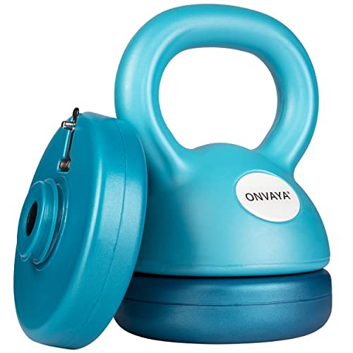 ONVAYA® Kettlebell Set | Petrol-Blau | Verstellbare Kettlebell mit variablen Gewichtsscheiben: 2-5,5 kg | Platzsparendes Kugelhantel Set